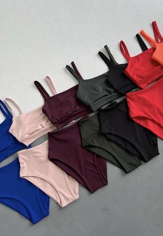 Купальник топ с высокими плавками, раздельный купальник с высокими ...