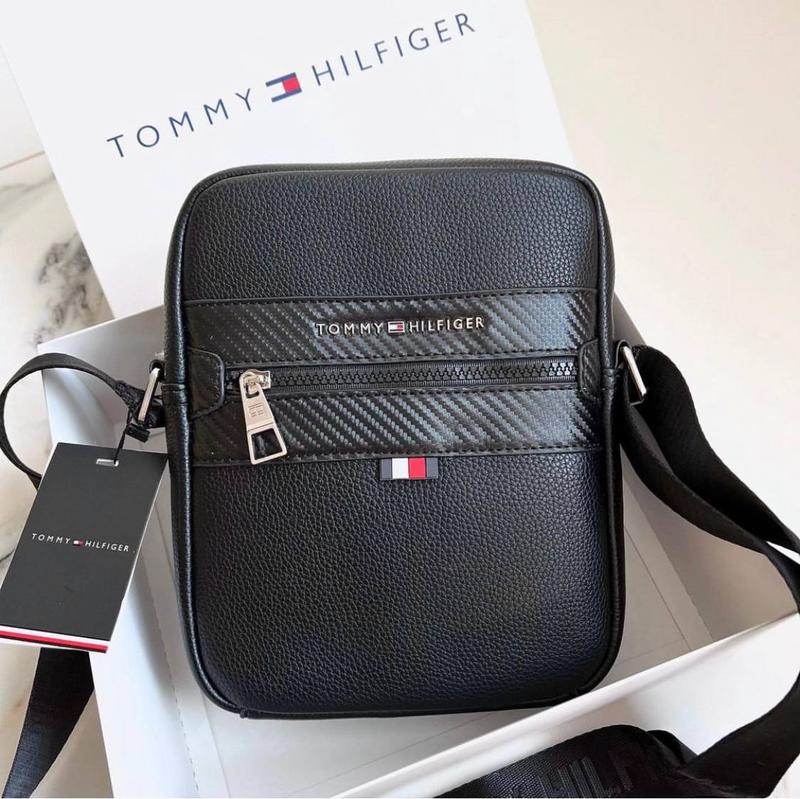 Барсетка tommy hilfiger черная сумка через плечо мужская / мессенджер ...
