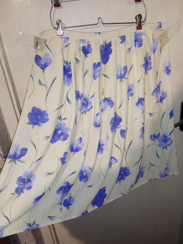 Летняя,лёгкая юбка-трапеция в цветочный принт,на резинке,большого ...