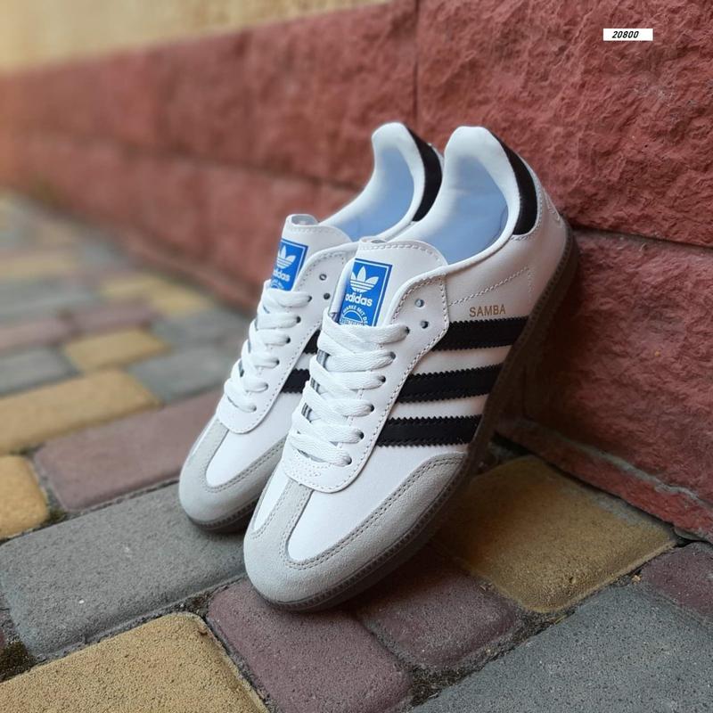 Жіночі шкіряні кросівки adidas samba white black адідас самба — ціна ...