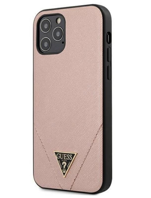 Оригинальный чехол guess saffiano triangle metal logo для iphone 12 pro ...
