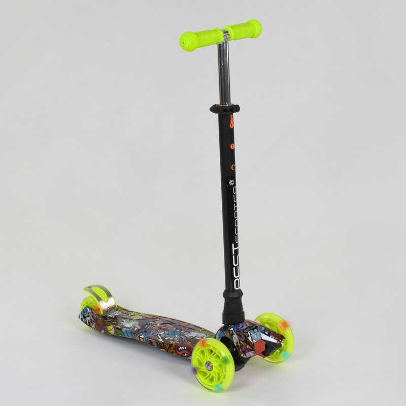 Дитячий самокат maxi best scooter пластмасовий, 4 колеса pu зі світлом ...