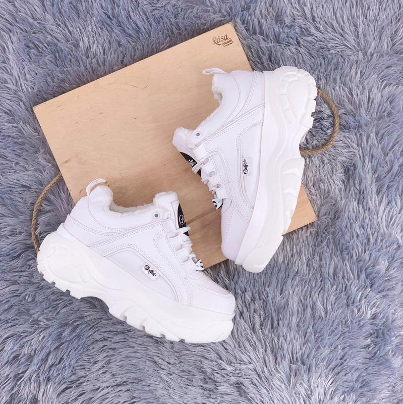 Женские💎buffalo classic low white💎зимние белые стильные кроссовки с ...