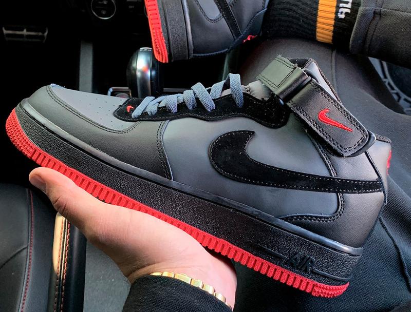 nike air force 1 high grey black red 2550 127466582