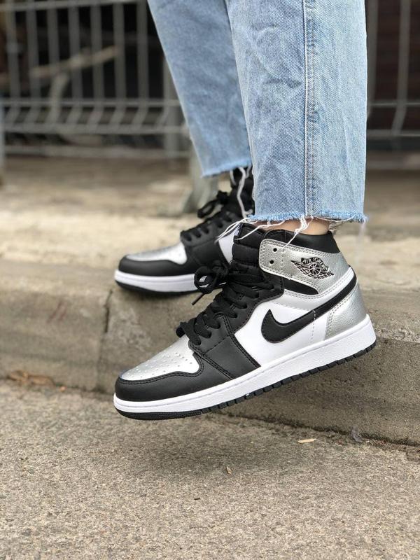 Jordan 1 white black silver sale