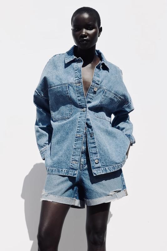 Оверсайз джинсовая куртка zara, коллекция 2023 года, размер