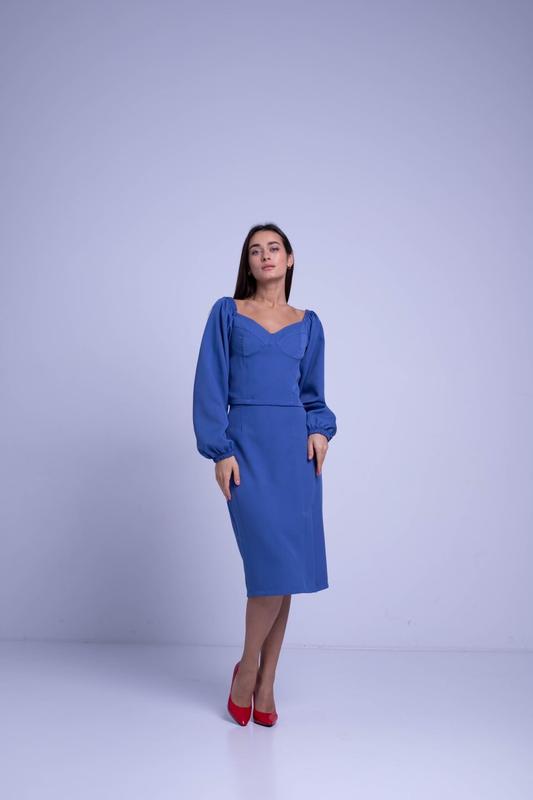 Женский костюм с юбкой синий — цена 1250 грн в каталоге Костюмы с юбкой ...