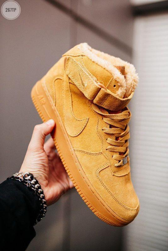 Чоловічі зимові високі кросівки найк хайтопы nike air force light brown ...