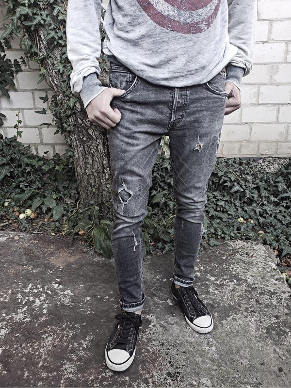 Джинсы слимы узкачи zara w32/l34 original стиль скинни рванки стрейч ...