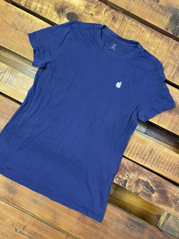 Жіноча бавовняна футболка apple (епл срр ідеал оригінал синьо-біла ...