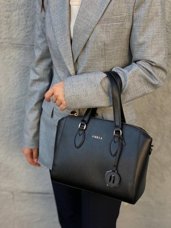Furla large logo embossed leather tote bag 129869274 furla minerva bag black 8500