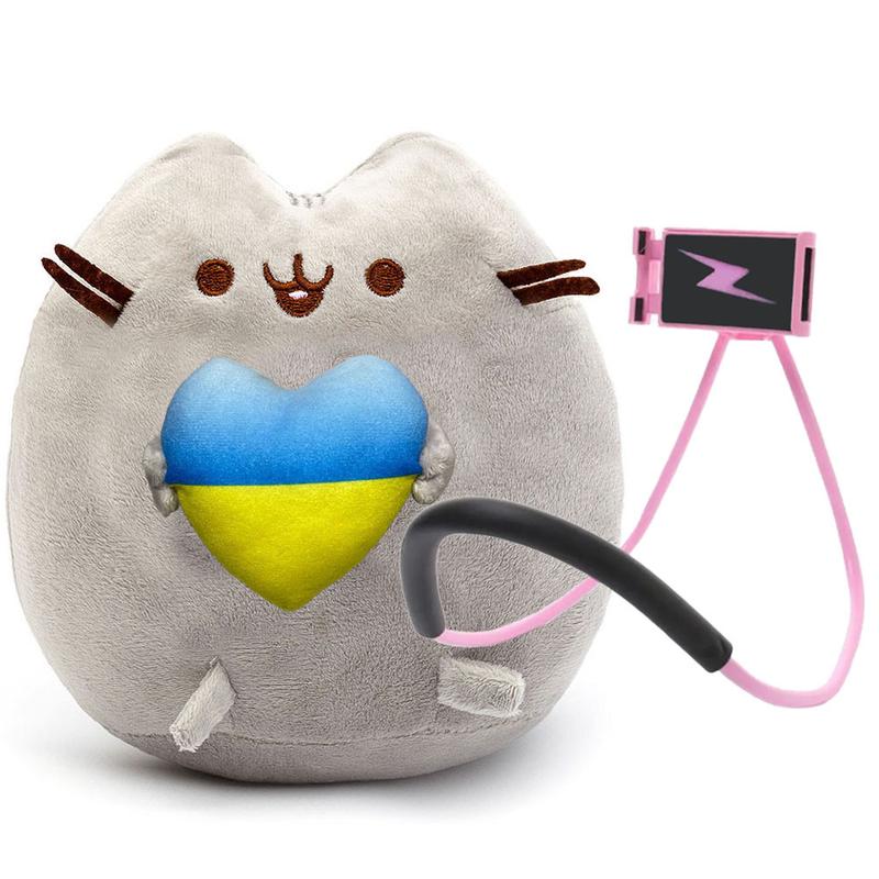Мягкая игрушка пушин кэт pusheen cat с сердцем и держатель для ...