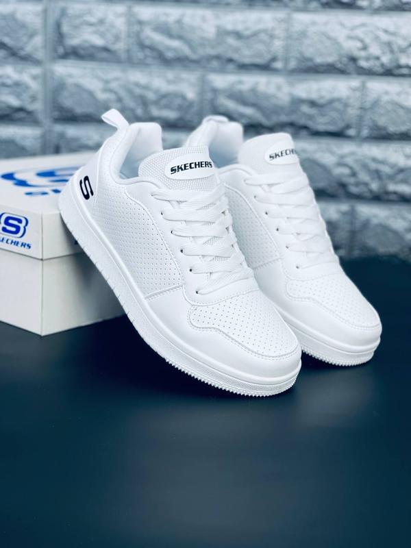 Летние мужские кроссовки skechers, белые удобные кроссовки скечерс ...