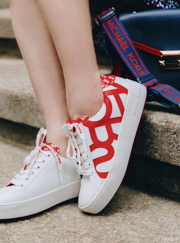 poppy graphic logo leather sneaker