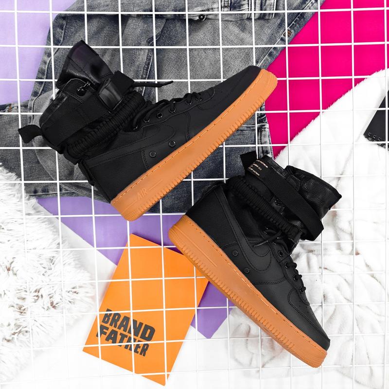 Nike special air force field 1 black beige, чоловічі кросівки хайтопы ...