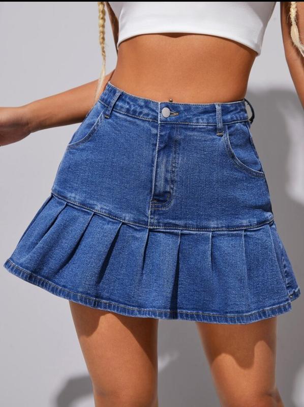 Shein крутая мини с рюшами плиссе джинсовая юбка барби тренд — цена 199 ...