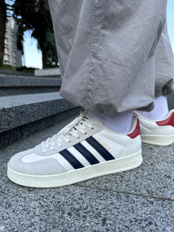 Adidas gazelle white navy leather 2025