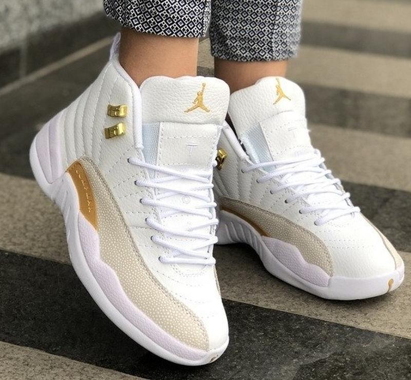 Кроссовки женские, мужские air jordan 12 retro, белые (аир джордан ...