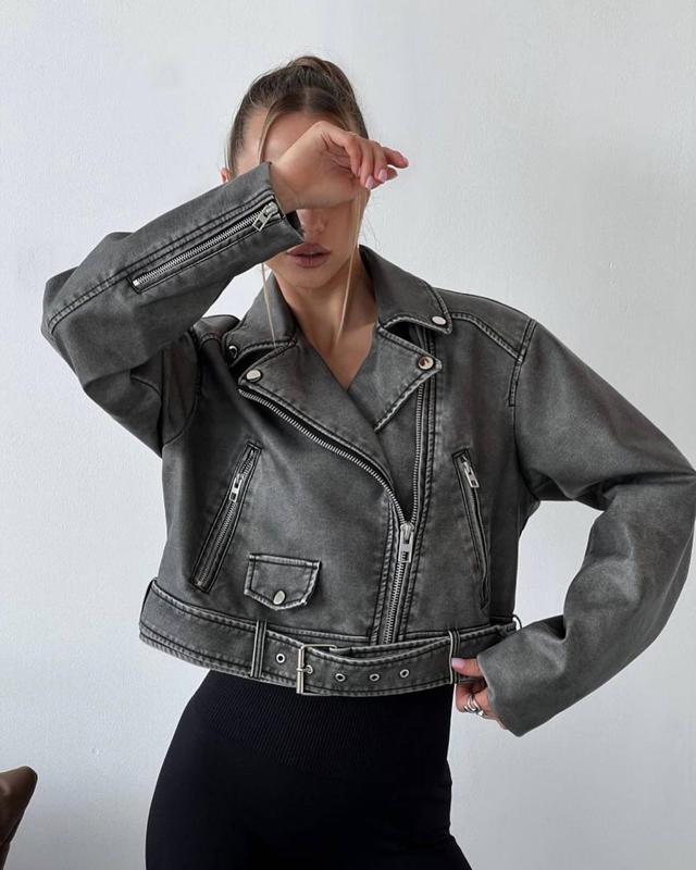 Винтажная терта косуха укороченная оверсайз свободная серая zara — цена ...