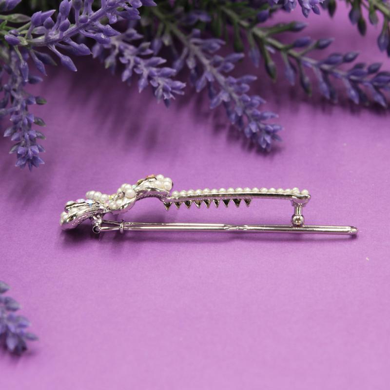 Удобная заколка на челку металл 6 см, красивая заколка для волос со ...