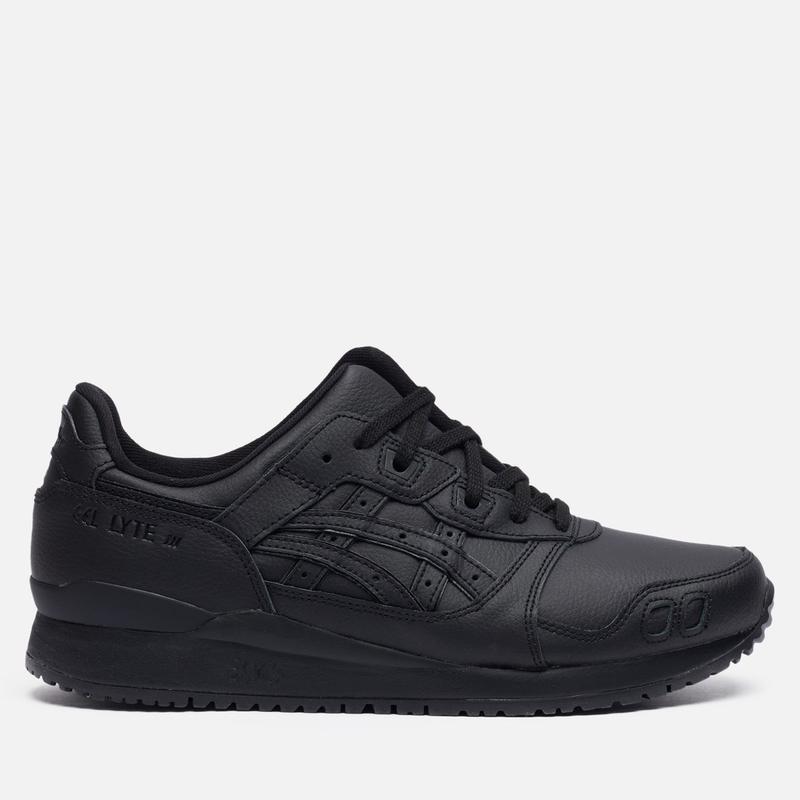 Кожаные оригинальные кроссовки asics gel lyte 3 black чёрные кроссовки ...