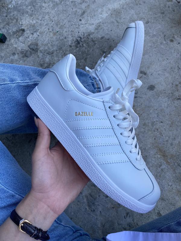 Adidas gazelle white, кросівки жіночі білі адідас газель, кроссовки ...