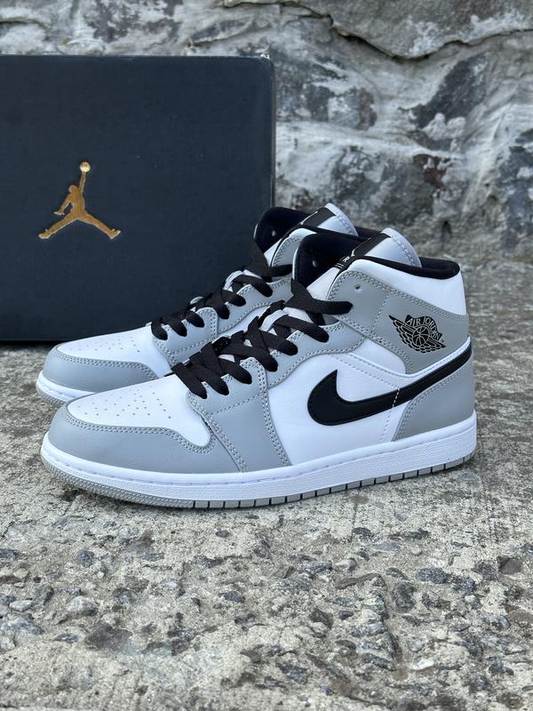 Кроссовки nike air jordan 1 mid light smoke grey джорданы мид смоки ...