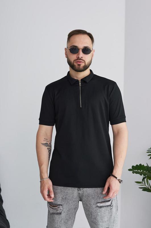 Поло с замочком топовое качество. черная и белая. s,m,l,xl,xxl,xxl ...