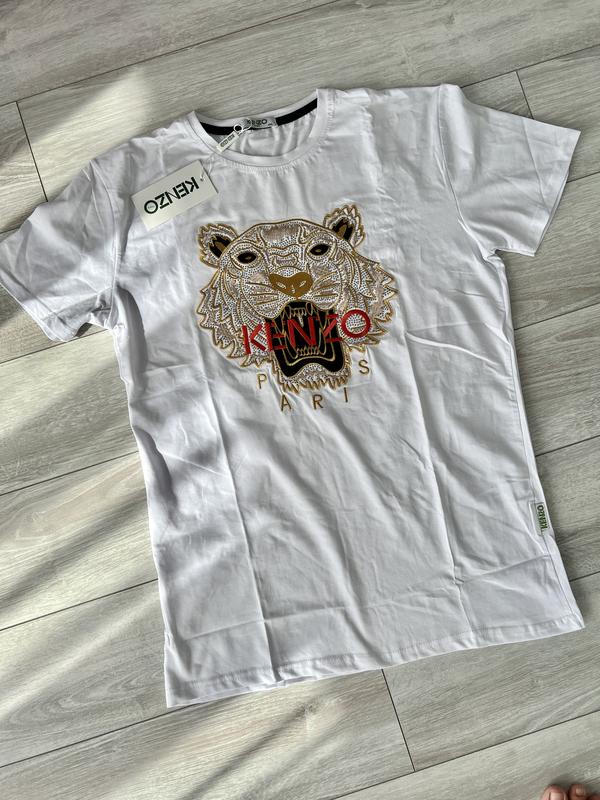 Брендовая футболка kenzo новая футболка белая с тигром kenzo футболка ...
