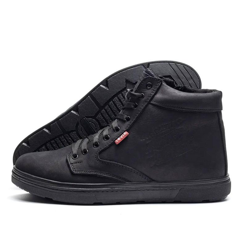 Мужские зимние высокие кроссовки levis black classic, мужские кожаные ...