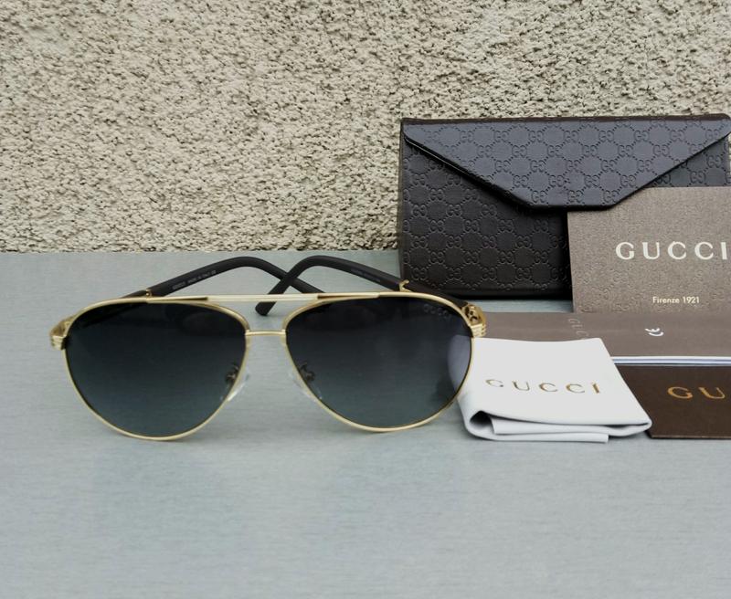 Очки в стиле gucci капли мужские солнцезащитные черные в золотой оправе ...