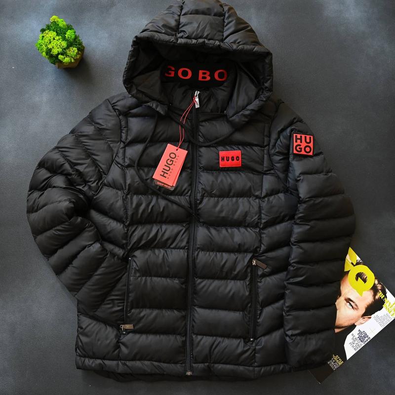 Чоловіча куртка hugo boss на зиму-осінь у чорному кольорі якісного ...