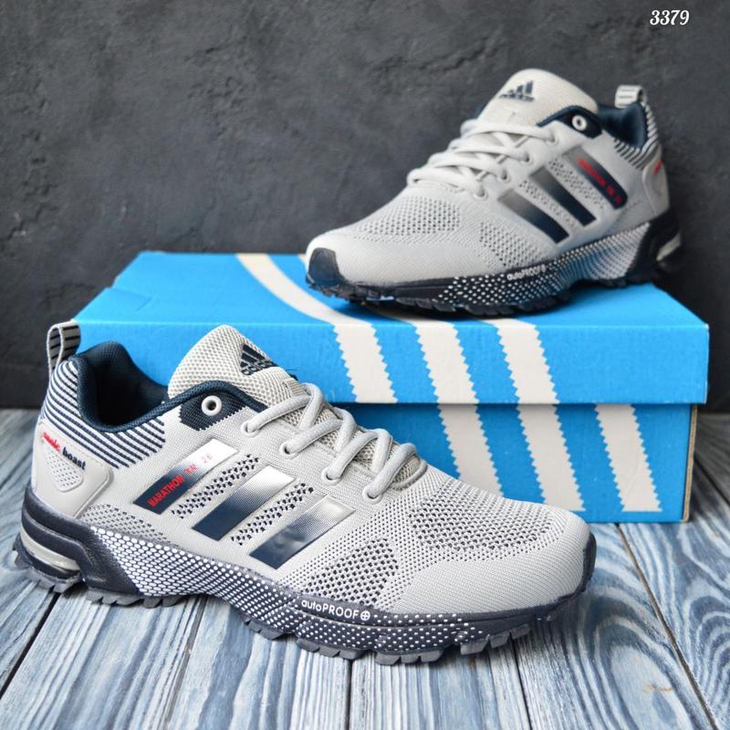 Adidas marathon светло-серые кроссовки мужские сетка адидас марафон ...