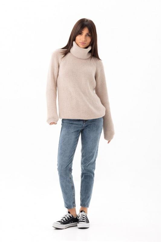 Свитер женский вязаный шерстяной оверсайз оversize с высоким ...