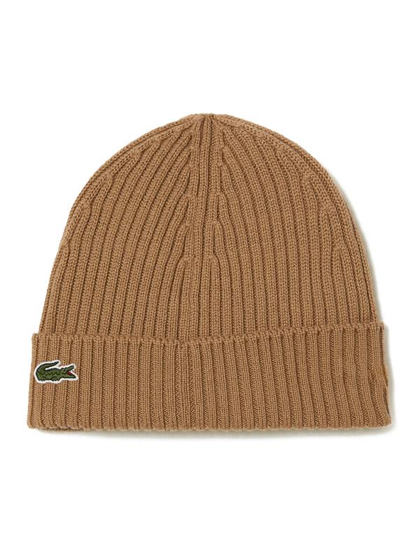 Lacoste brown ribbed wool beanie rb0001 00 z0w 1599 134128935