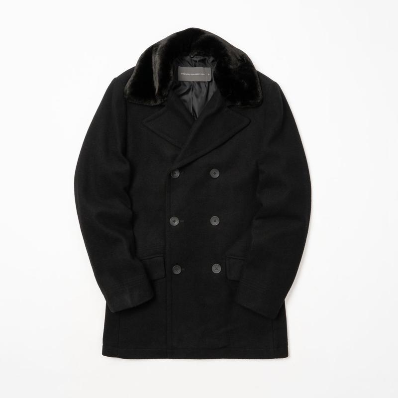 French connection double breasted wool coat with faux fur collar hotsell