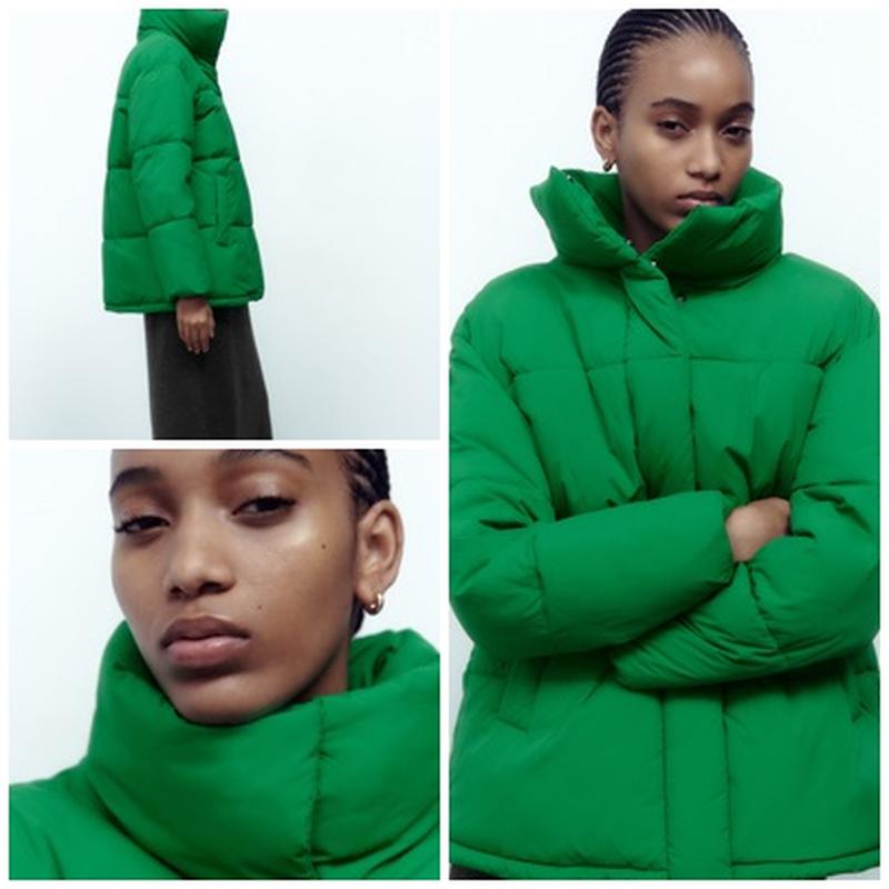 Водонепроникний вітрозахисний пуховик зелений zara s — ціна 3498 грн у каталозі Пуховики Купити