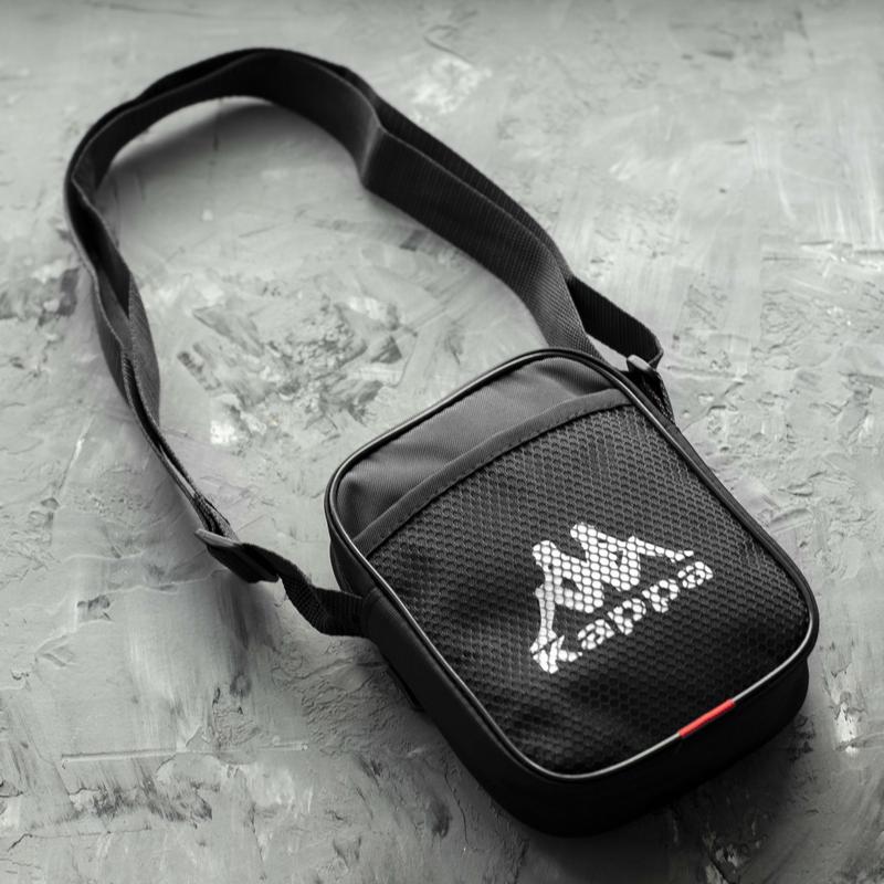 Маленькая городская сумка мессенджер kappa черная из ткани через плечо ...