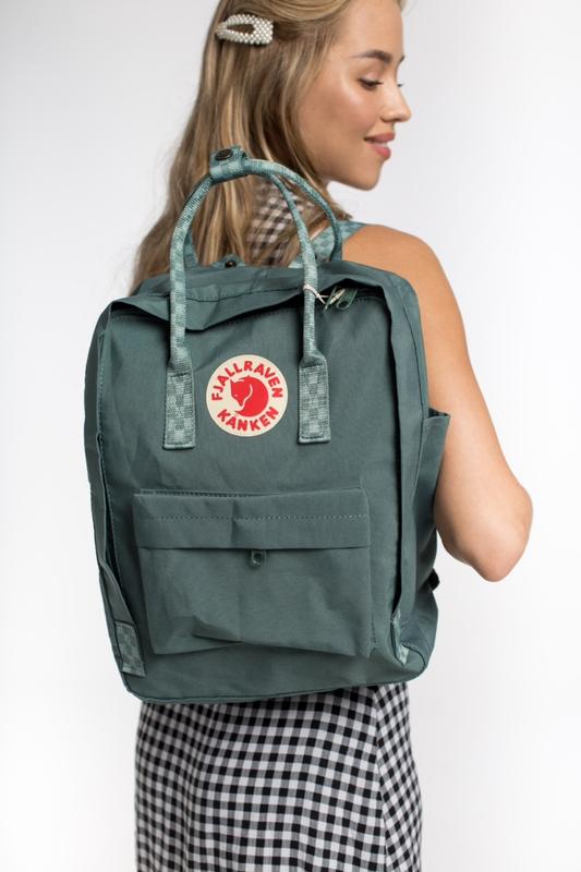 fjallraven kanken frost green chess pattern