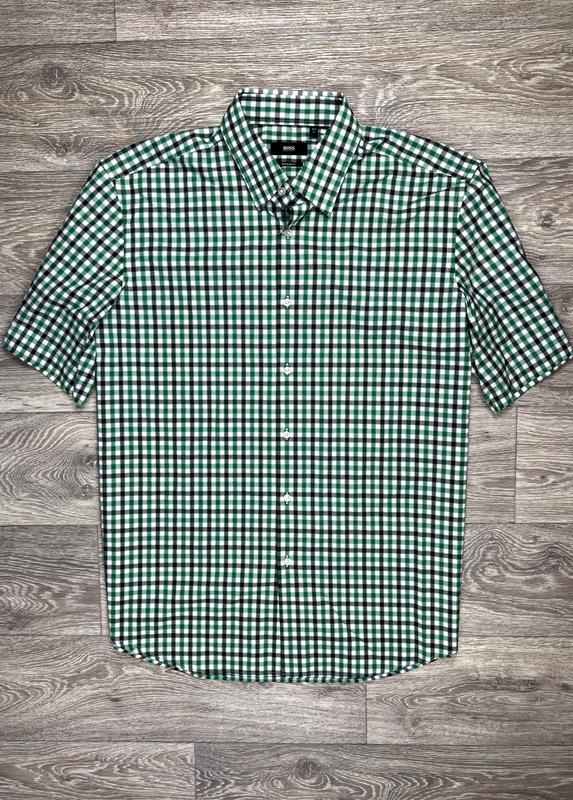 Boss hugo boss regular fit рубашка 43 xl размер 2xl с коротким рукавом ...