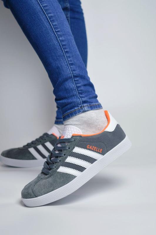 Adidas gazelle grey sales orange