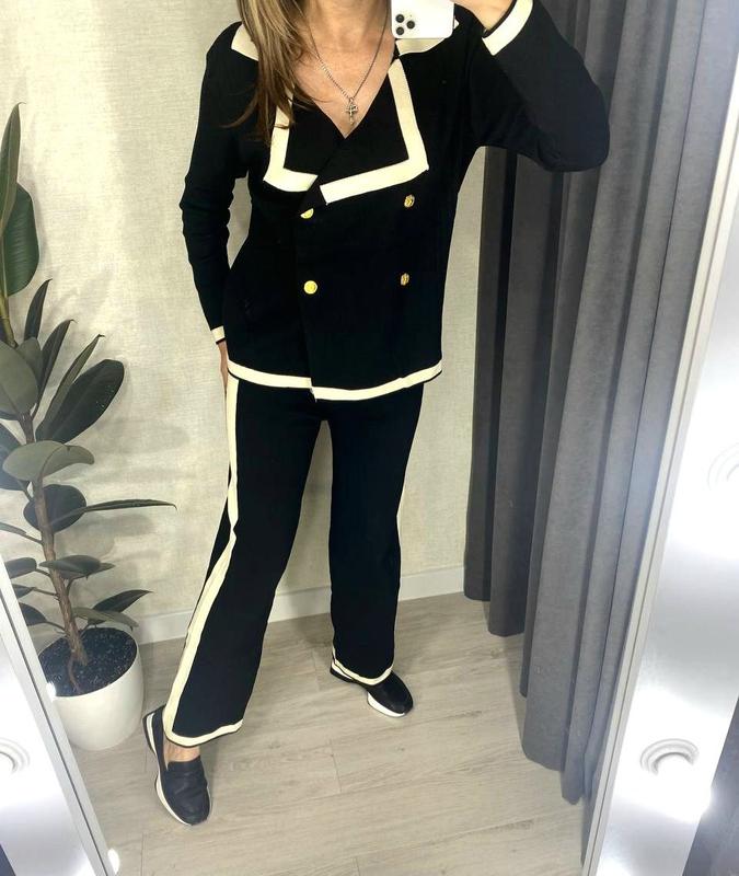 Женский трендовый костюм-двойка кардиган и брюки в стиле шанель ...