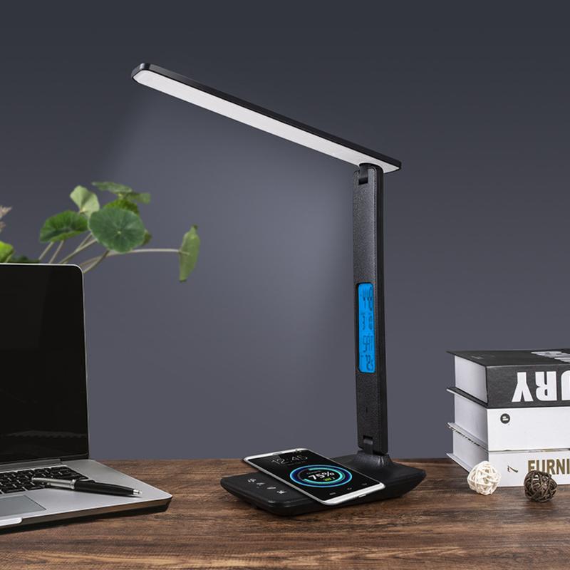 Лампа настольная led с беспроводной зарядкой. светодиодная настольная ...