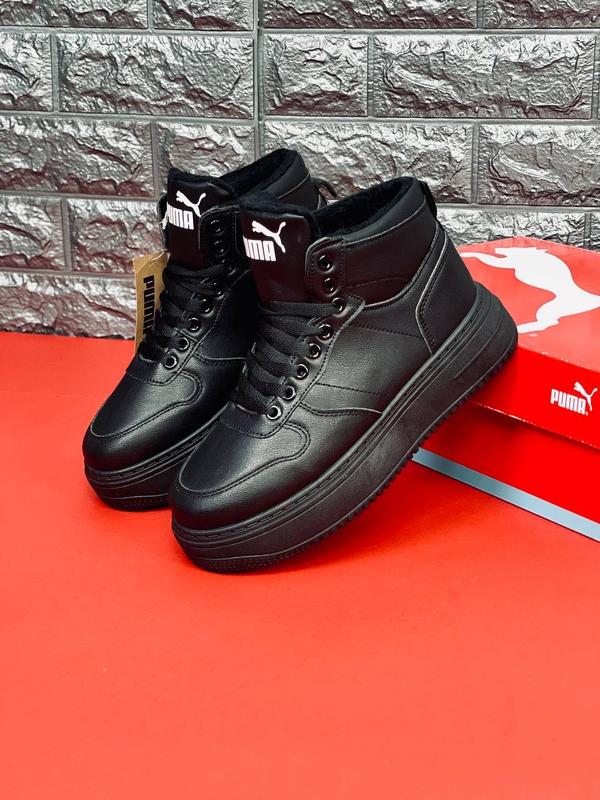 Кросівки зимові пума на хутрі puma жіночі чорні класичні високі пума ...