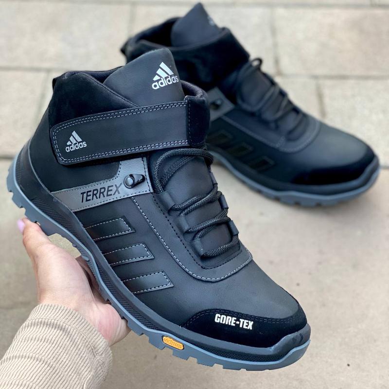 Шкіряні зимові кросівки adidas gore tex black /-/ чоловічі кросівки ...