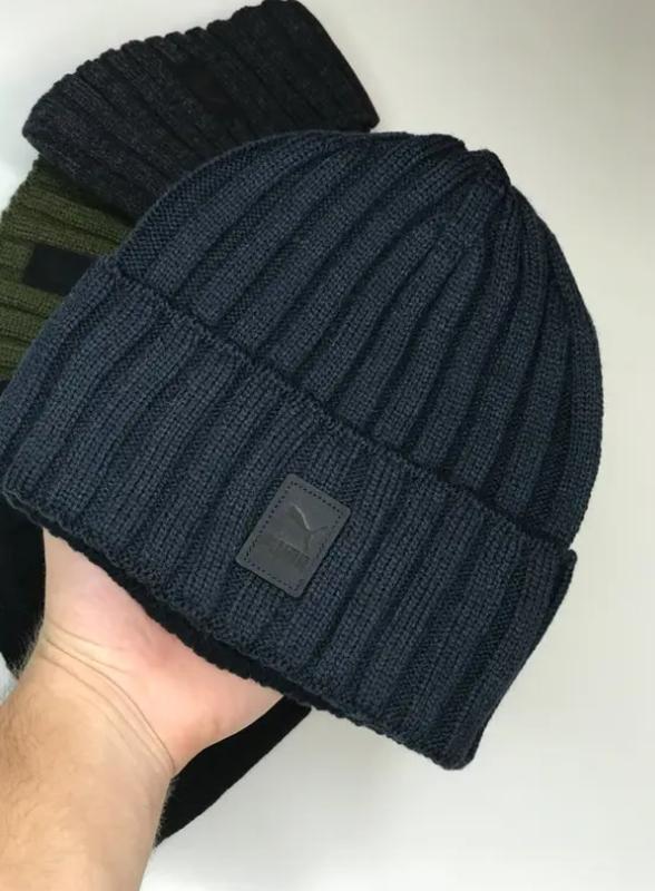 Брендовая мужская шапка puma пума популярная зимняя класическая ...