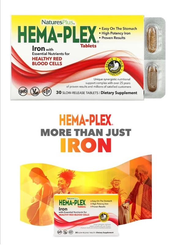 Naturesplus, hema-plex, комплекс железа 30 таблеток с длительным ...