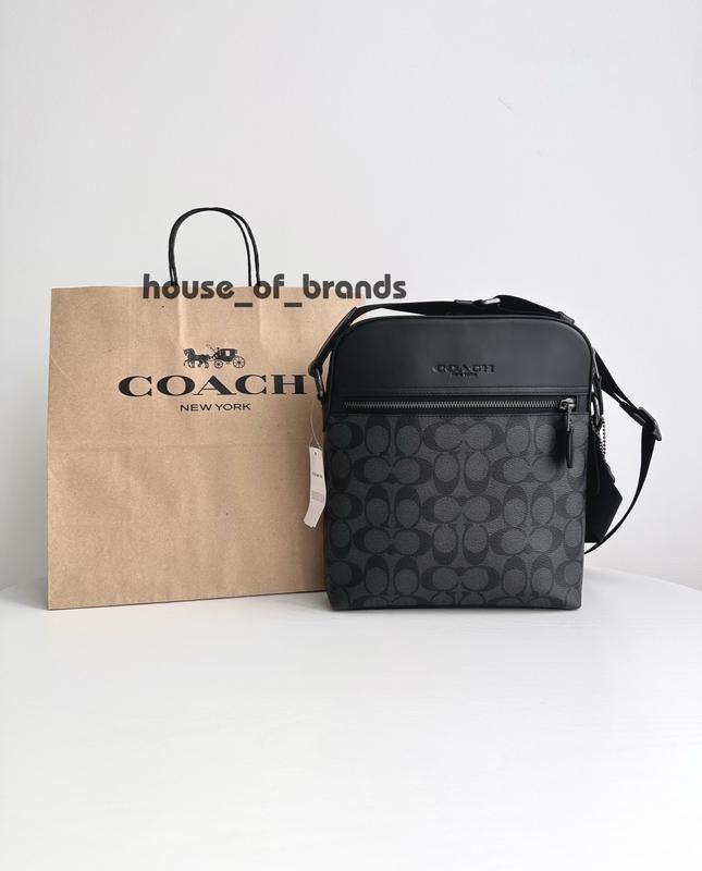 Мужская брендовая кожаная сумочка coach houston flight bag сумка ...