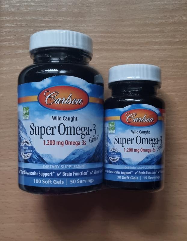 Carlson labs, super omega-3 gems, супер омега-3, 1200 мг, 100 + 30 м ...
