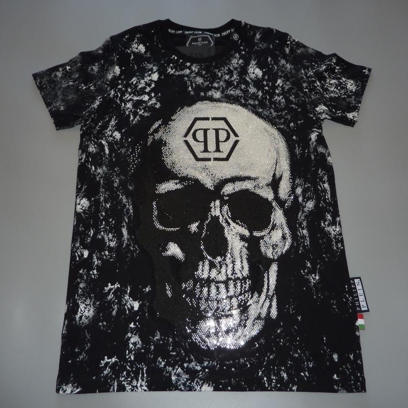 Футболка мужская чёрная с черепом в стиле philipp plein филипп плейн s ...